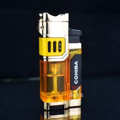 Bật lửa chính hãng Cohiba khò 4 tia kèm đục và kệ Cigar COB 182