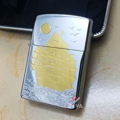 Bật lửa xăng Zorro khắc hình thuyền buồm cổ bản giới hạn Z92138