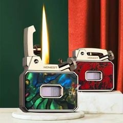 Bật lửa xăng đá Honest đánh lửa tự động có ô cửa trong suốt BCZ 849