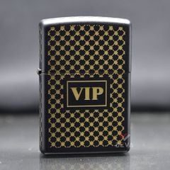 Zippo Mỹ chính hãng sơn đen mờ in hoa văn Vip Z193