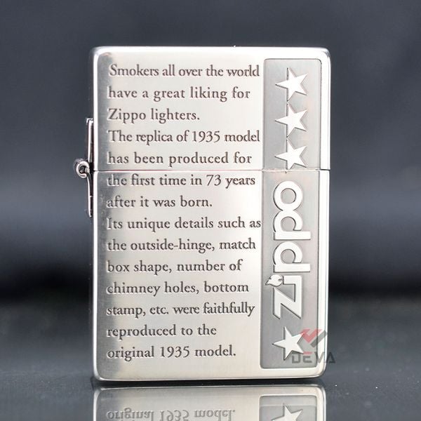 Zippo tái bản 1935 mạ bạc chữ nổi Z213