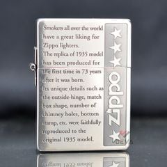 Zippo tái bản 1935 mạ bạc chữ nổi Z213