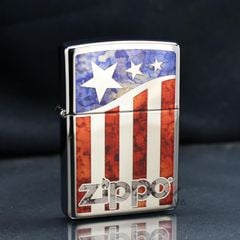 Zippo Hình Mẫu Logo Zippo Kết Hợp Cờ Mỹ Zippo US Flag Z217