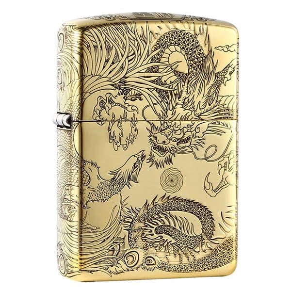 Zippo khắc rồng phượng 5 mặt Z259