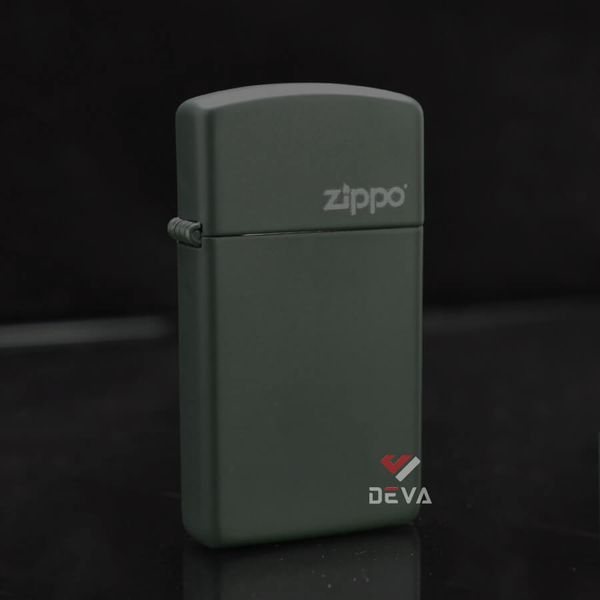 Zippo Slim Sơn Xanh Bộ Đội In Logo Hãng 1627 ZT03