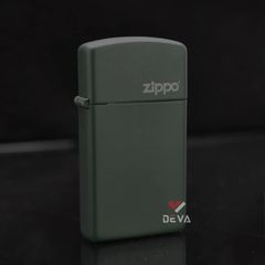 Zippo Slim Sơn Xanh Bộ Đội In Logo Hãng 1627 ZT03