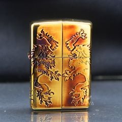 Zippo Đồng Cháy Khắc Sâu Sư Tử Hoàng Gia ZN07