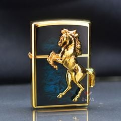 Zippo Nhật Mạ vàng ốp ngựa nổi sơn màu ZN12