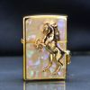 Zippo Khảm Trai Mạ Vàng Ốp Ngựa Nổi 3D ZN16