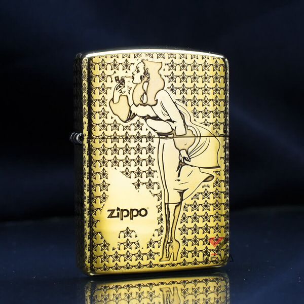 Zippo Armor Khắc Hình Cố Gái Windy Windproof ZN19