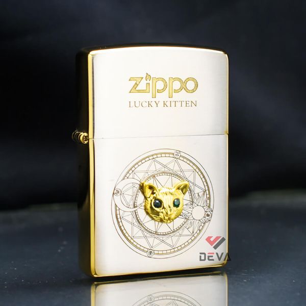 Zippo Ốp Tượng Chú Mèo May Mắn Lucky Kitten ZN23