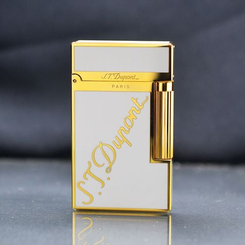 Địa chỉ bán bật lửa Dupont trắng chữ vàng chéo D155