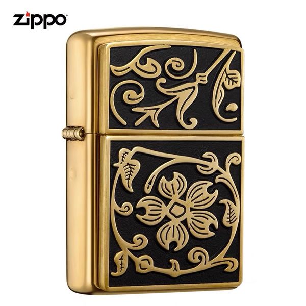Zippo ốp emblem hoa văn dày Z272
