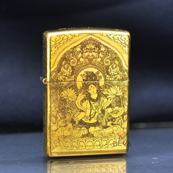 Zippo Khắc Đức Phật Bạch Độ Mẫu Tara Trắng ZN28