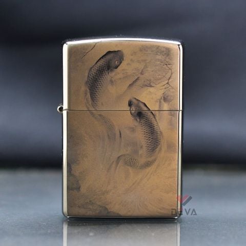 Zippo Tranh Thủy Mặc Cá Chép Vượt Vũ Môn ZK10