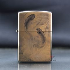 Zippo Tranh Thủy Mặc Cá Chép Vượt Vũ Môn ZK10