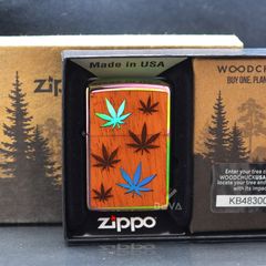 Zippo ốp gỗ Gụ khắc lá Phong woodchuck leaves Z279