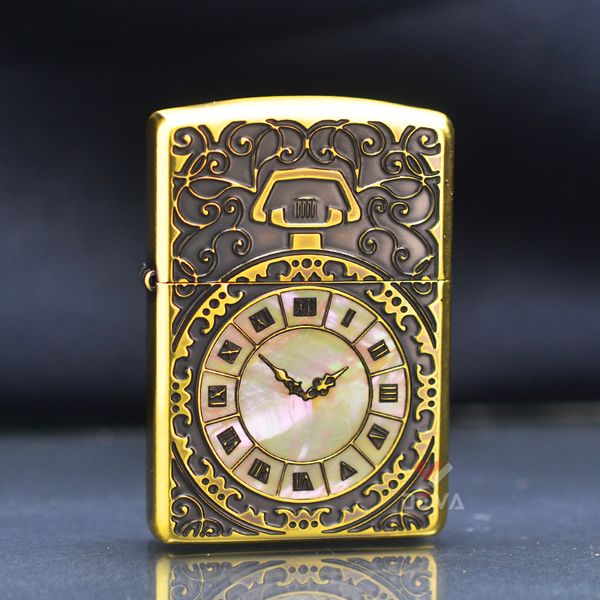 Mẫu Zippo Armor đồng hồ khảm trai ZN38