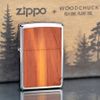 Zippo Mỹ chính hãng mạ chrome ốp  gỗ Tuyết Tùng Z282