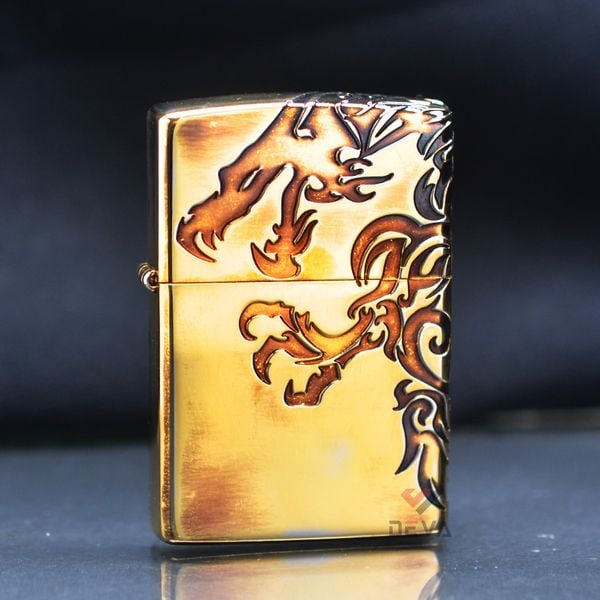 Zippo Đồng Hun Khói Khắc Chìm Rồng Lửa ZN40