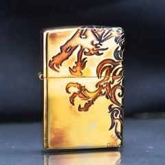 Zippo Đồng Hun Khói Khắc Chìm Rồng Lửa ZN40