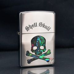 Zippo Khảm Ốc Chủ Đề Đầu Lâu Xương Chéo Shell Skull ZN50