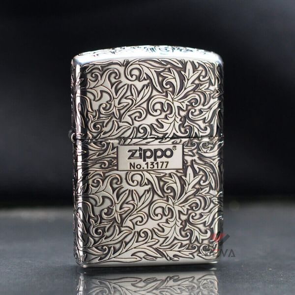 Zippo Armor Khắc Nổi Hoa Văng Trắng Cổ Điển Bản Giới Hạn ZN56
