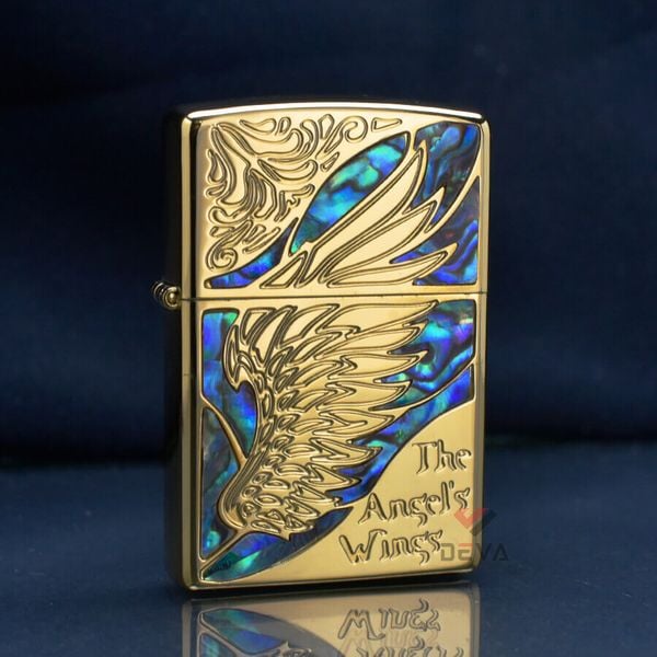 Zippo Khảm Trai Khắc Đôi Cánh Thiên Thần The Angel's Wings ZN57