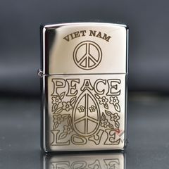 Zippo Tái Bản Mẫu Lính Mỹ Khắc Tay Love And Peace ZK57