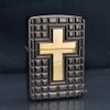 Zippo Armor Sơn Đen Khắc Nổi Cây Thánh Giá Mạ Vàng ZN79