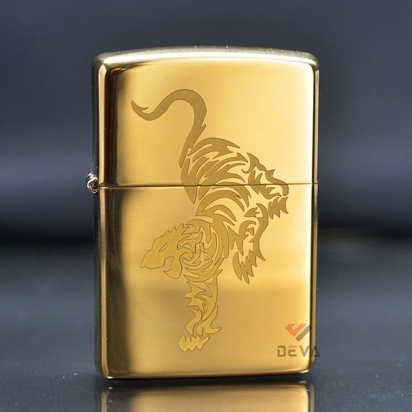 Zippo Vàng Khắc Hình Hổ Cách Điệu ZK59