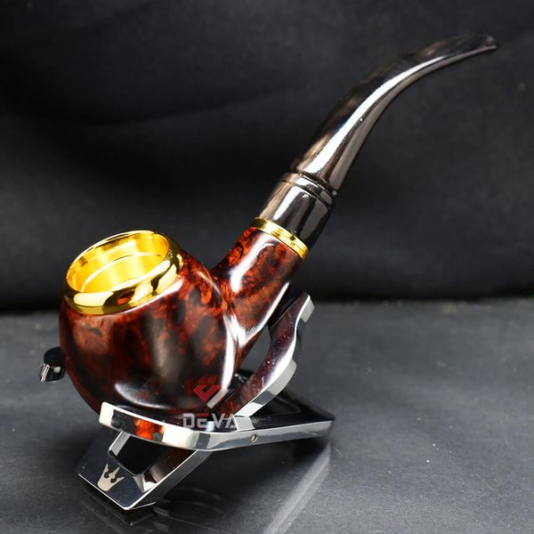 Tẩu Cigar thân gỗ đế tròn cán sừng Freesize TS05