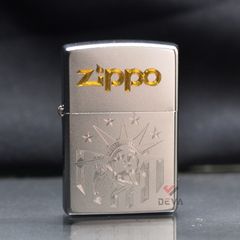 Zippo Satin Khắc CNC Chủ Đề Tượng Nữ Thần Tự Do ZK62