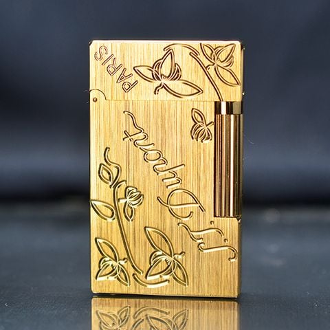 Bật lửa Dupont chữ chìm hoa văn màu vàng D04