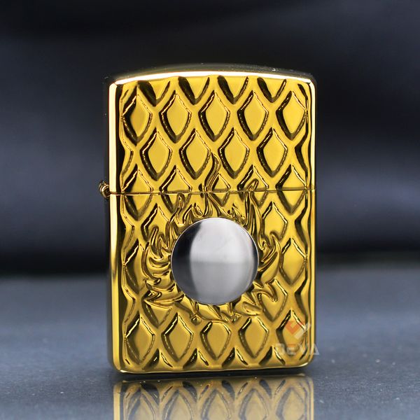 Zippo Armor Mạ Titanium Vàng Vảy Rồng Hỏa Long Châu ZN87