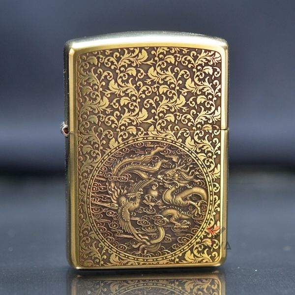 Zippo hoa văn Rồng Phượng bản Armor ZD03
