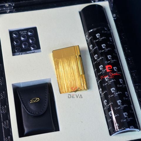 Set Quà Tặng Dupont xước kẻ viền màu vàng cao cấp Supper tại Hà Nội