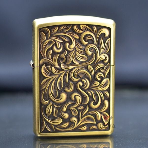 Zippo khắc nổi hoa văn đẹp Armor ZD11