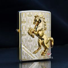 Zippo Ốp Nổi Con Ngựa Winning Whiny Mạ Vàng ZN100