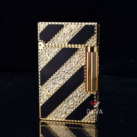 Bật Lửa ST Dupont Hồng Kông Sơn Mài Kẻ Chéo Khắc Hoa Văn Chìm D42: