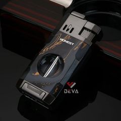 Bật lửa Honest khò 2 tia kèm dao cắt chữ V cho Cigar BCZ 834