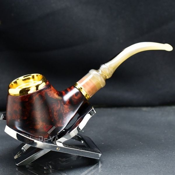 Tẩu sừng lõi đồng mạ vàng Freesize các cỡ TS09