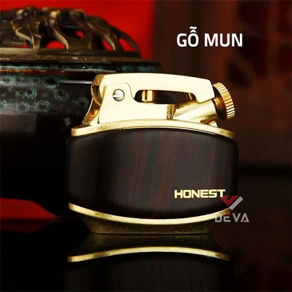 Bật lửa xăng đá Honest vỏ gỗ cao cấp đánh lửa tự động BCZ 808
