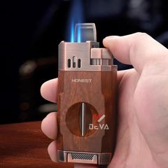Bật lửa Honest khò 2 tia kèm dao cắt chữ V cho Cigar BCZ 834