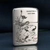 Zippo Bạc Khối Tái Bản 1941 Khắc Cá Chép Đầm Sen BK37