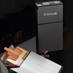 Hộp đựng thuốc lá Focus nguyên bao thuốc size nhỏ 5.5mm kèm bật lửa điện nhiệt JD YH090