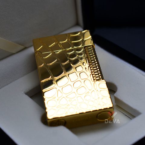 Bật lửa Calories 2 Lửa Hoa Văn Da Cá Sấu Mạ Vàng CL-S05