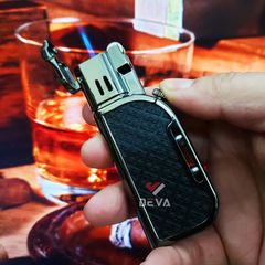 Bật lửa gas đá Honest 2 kiểu lửa kèm đục kép cho Cigar BCZ 832