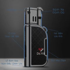 Bật lửa gas đá Honest 2 kiểu lửa kèm đục kép cho Cigar BCZ 832
