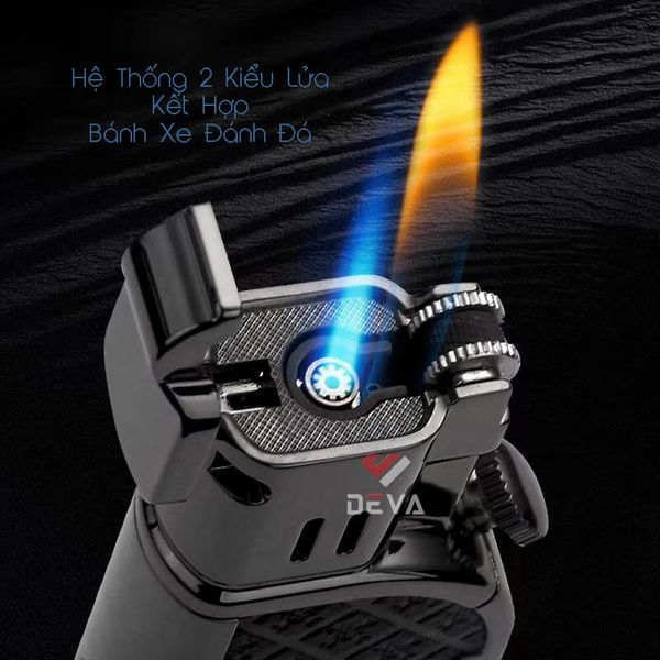 Bật lửa gas đá Honest 2 kiểu lửa kèm đục kép cho Cigar BCZ 832